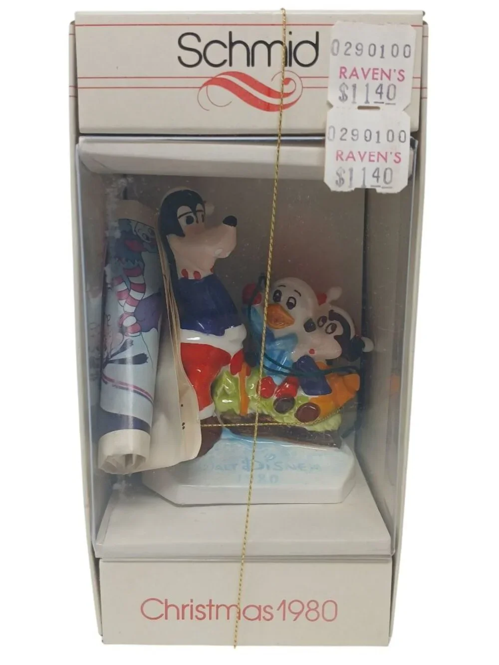 Schmid Walt Disney Christmas 1980 Goofy Sleigh Ride Ornament First LTD #D-9